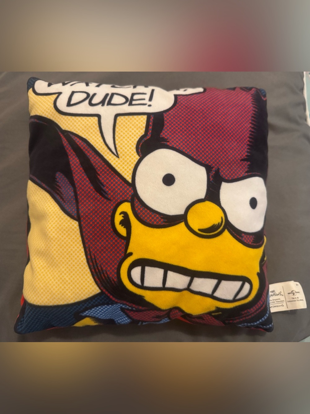 The Simpsons Comic-Style Yellow Face Kids Pillow